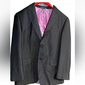 Sean John 40R Black Blazer Jacket, 2 buttons, 4 buttons cuff NO vents rayon coat